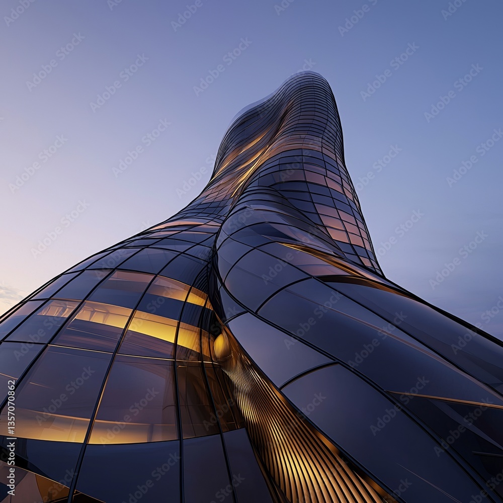 Poster a square layout serves as the background for an abstract office building architecture detail with cu