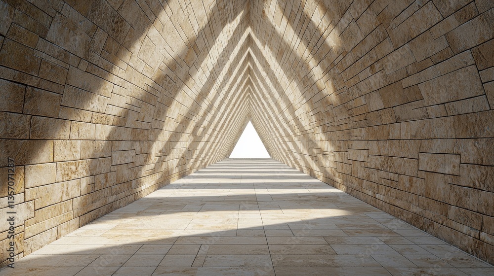 Aufkleber the image features a 3d render of an abstract triangle within a tunnel setting