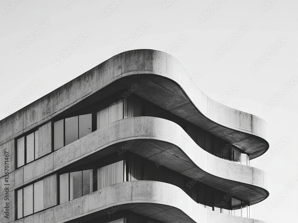 Poster the details of modern architecture are set against abstract background lines