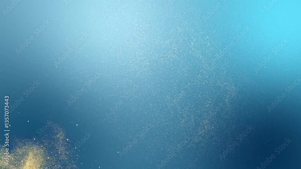 Poster looping underwater particles with blue gradient background