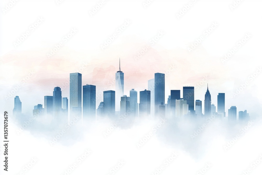 Poster modern architecture dominates the cityscape, creating a unique urban panorama and design aesthetic a