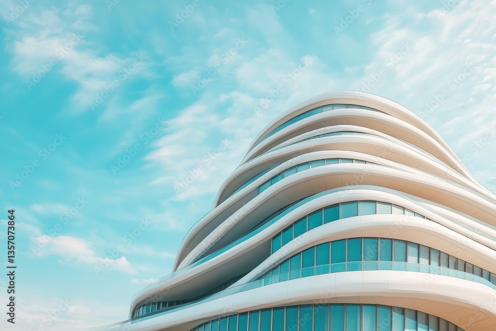 Aufkleber a 3d rendering illustrates the concept of modern city management as the intertwining of three undula