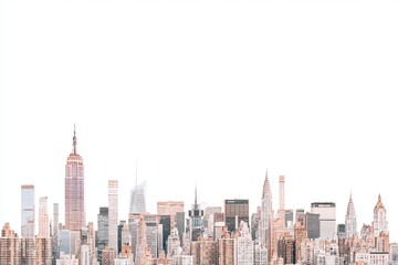 Obraz premium A white sky serves as the backdrop for the city's tall buildings and skyline