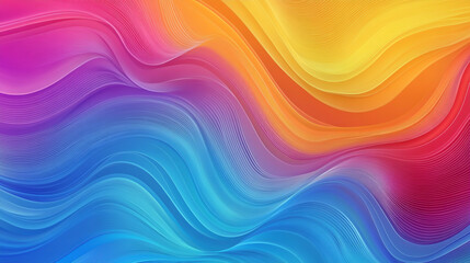 Abstract colorful background with smooth wavy lines, rainbow colors, and a yellow and blue gradient.