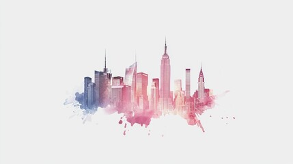 Obraz premium A colorful reflection of the cityscape skyline is depicted in urban art and design