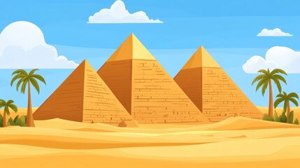 Majestic Pyramids of Giza under a Sunny Sky