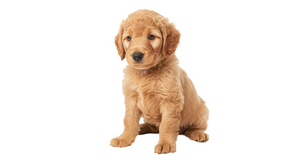 Cute puppy sitting against a transparent background, isolated for commercial use