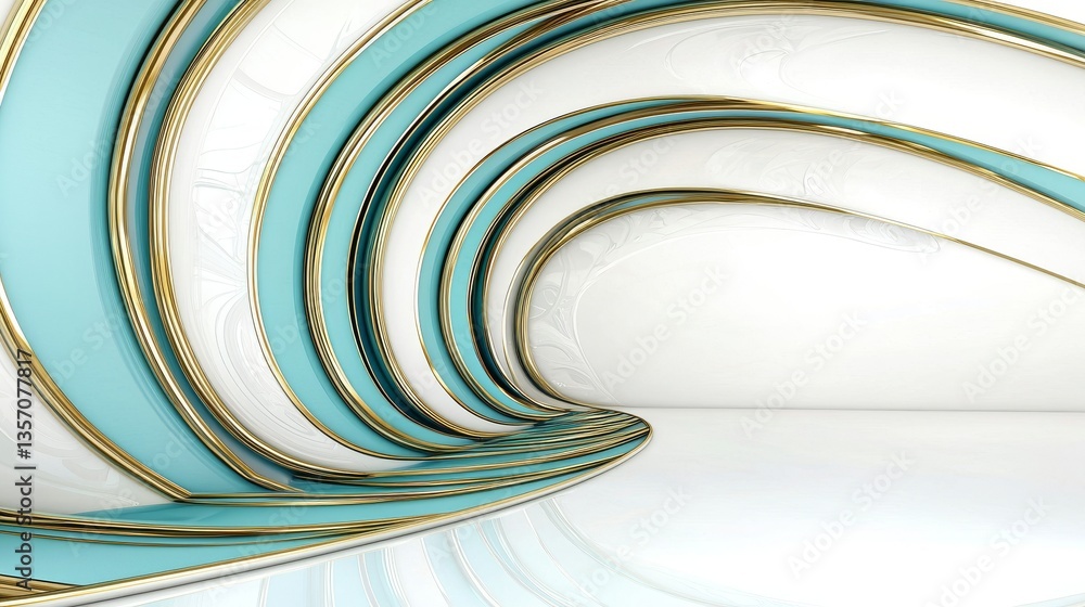 Poster the image is a 3d render of futuristic abstract architecture featuring an empty concrete floor