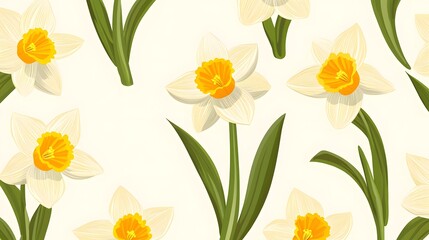 Elegant Seamless Daffodil Flower Buds Floral Pattern for Design Projects