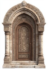 Naklejka premium A minimal building with Indian arch architecture on a white background