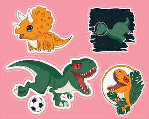 Sticker of Dinosaurs 4 Different Dino Fun Mascot