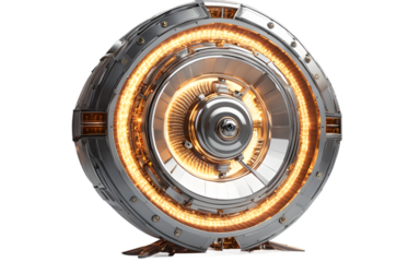 Energy shield generator with pulsating force field, isolated on a empty plain background