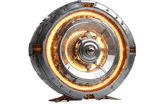 Energy shield generator with pulsating force field, isolated on a empty plain background