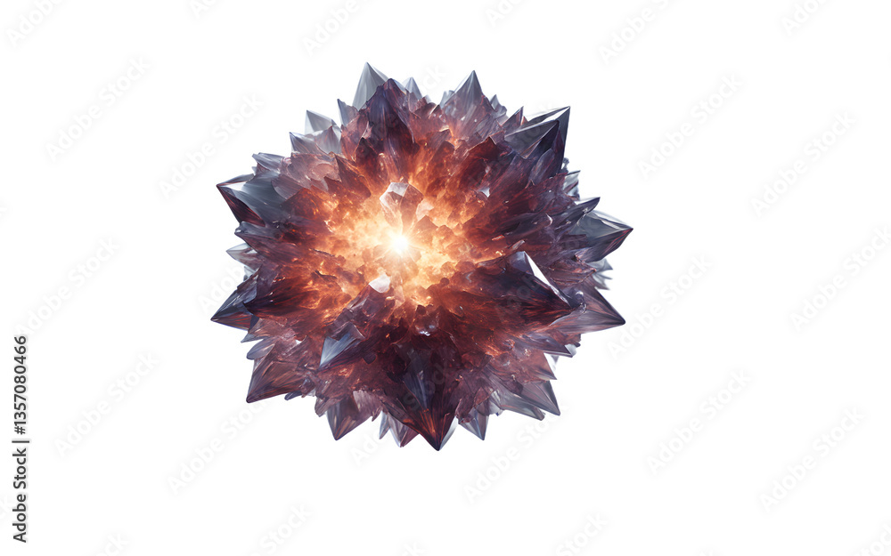 Aufkleber Floating crystalline entity pulsing with unknown energy, isolated on a empty plain background