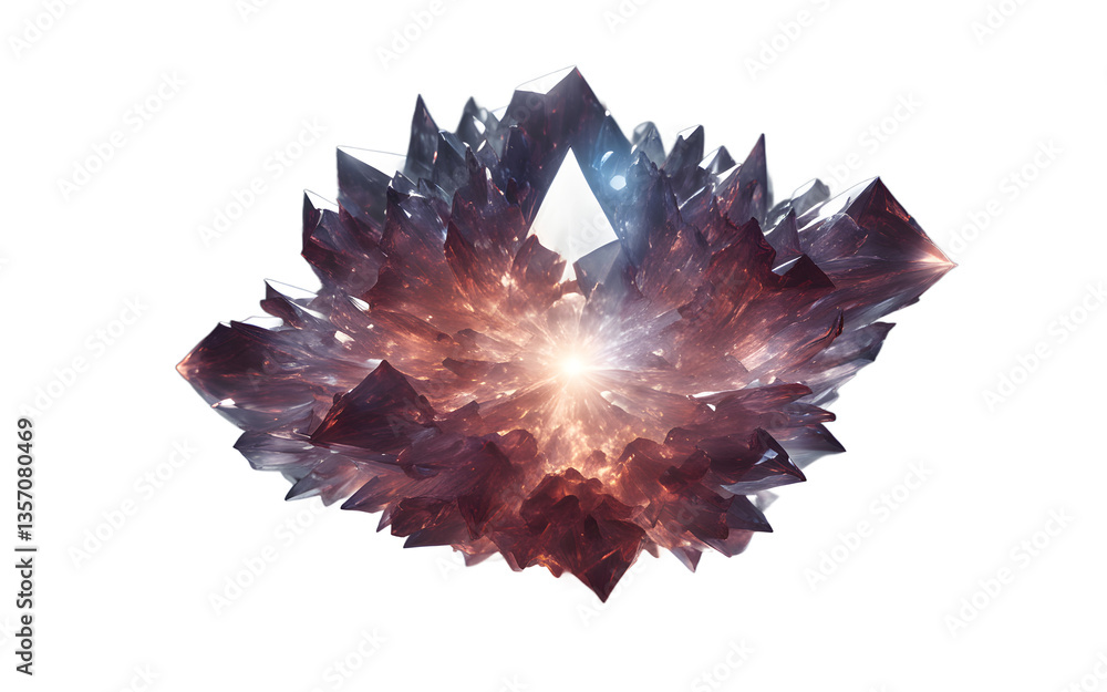 Poster Floating crystalline entity pulsing with unknown energy, isolated on a empty plain background