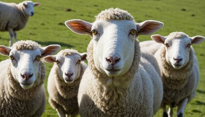 Obraz premium group of sheep standing close together