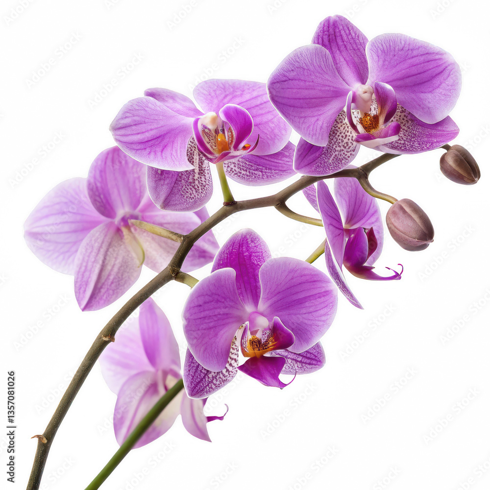 Poster a vibrant cluster of purple orchids showcasing intricate patterns and delicate petals.
