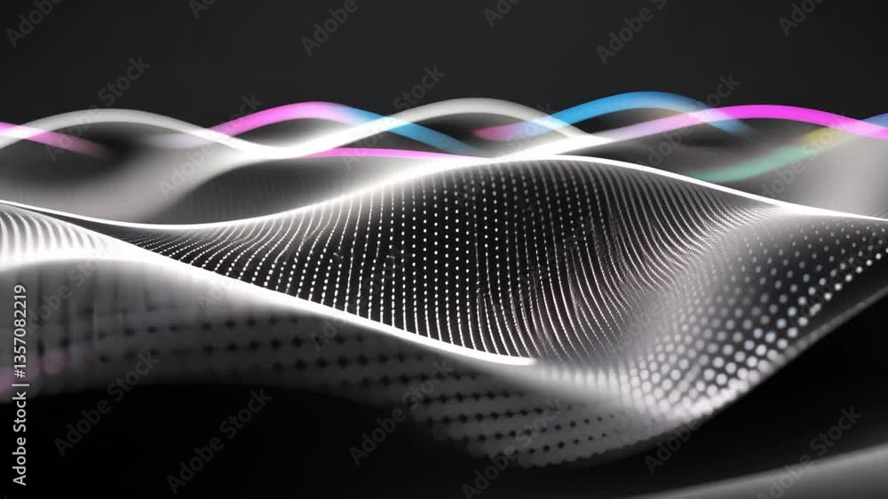 Poster abstract digital waves with smooth curves and vibrant colors create dynamic visual experience, enhan