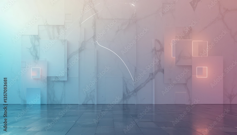 Aufkleber dynamic abstract art installation modern gallery digital artwork contemporary environment wide-angle
