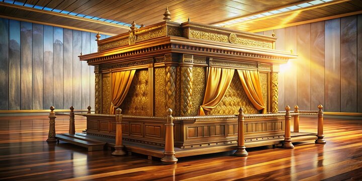 Ancient Tabernacle Design: Architectural Rendering of Exodus Tent,  Left Composition with Copy Space