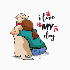 Dog love vector cartoon illustration clipart