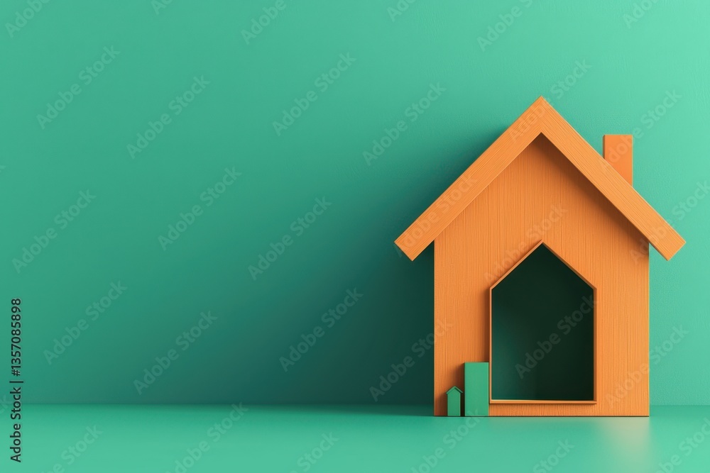 Poster creative home design concept minimalist setting 3d render modern environment top-down view architect