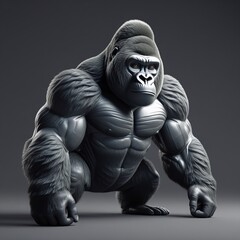 The gorilla should have a powerful yet friendly appearance, professional style