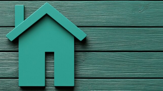 House icon on wooden background digital design minimalist style modern aesthetic creative viewpoint - Powered by Adobe