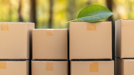 Packaging sustainability initiatives forest background product image eco-friendly concept close-up view