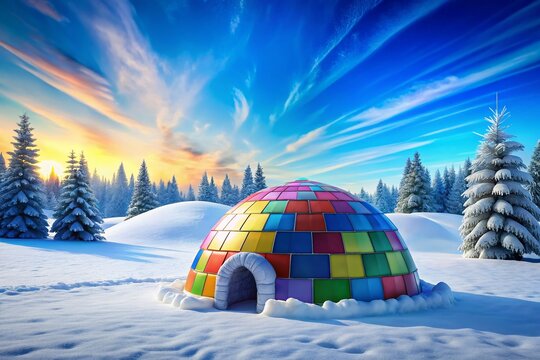 Arctic Igloo Winter Landscape - Stock Photo