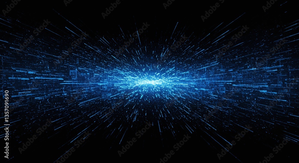 Poster cosmic burst: a striking visualization of a cosmic burst, where countless points of light converge a