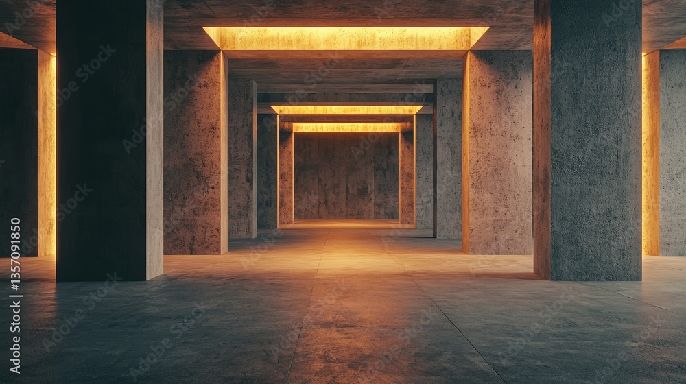 Poster concrete block architecture defines the industrial style of this building