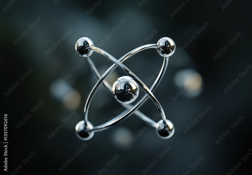 Poster this illustration presents a simple atomic model with electrons represented as spheres orbiting a ce