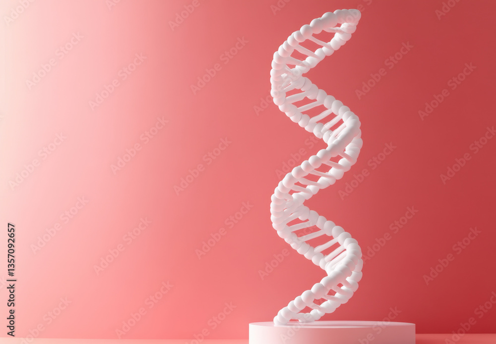 Aufkleber a white dna helix stands upright on a base, displaying its iconic twisted ladder form against a smoo