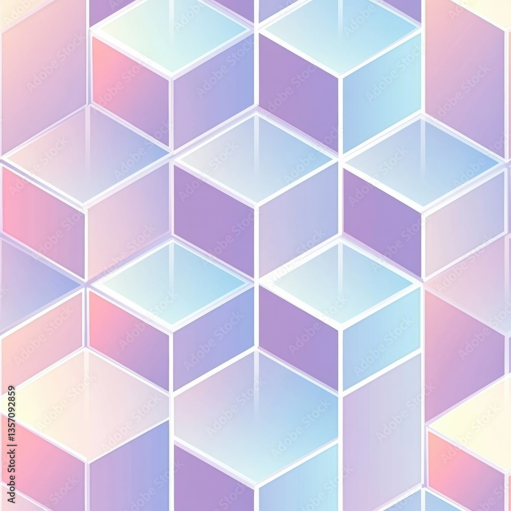 Poster Seamless isometric grid pattern featuring futuristic geometric structure with gradient highlights in sleek modern design Generative AI