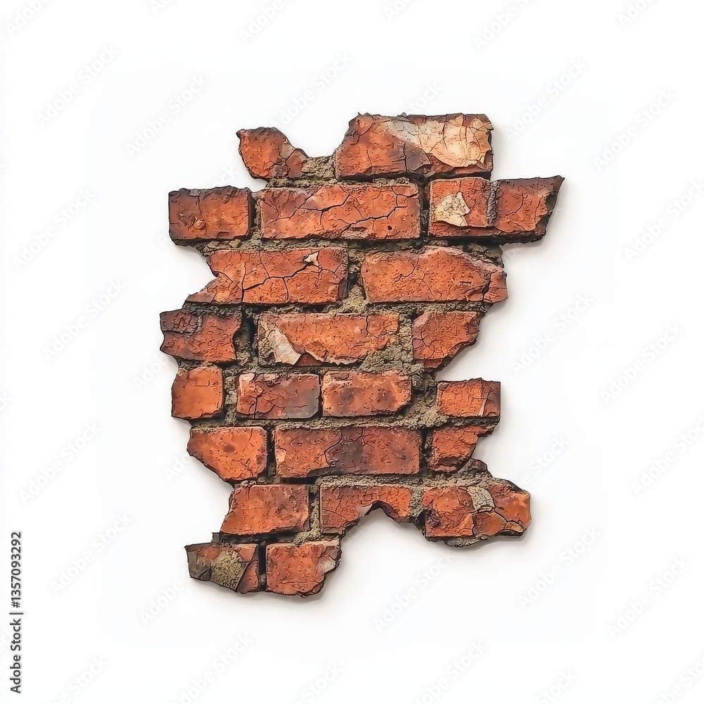 Poster isolated brick architecture rectangle on transparent or white background in png format