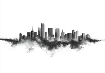 Fototapeta premium Towering structures dominate the urban landscape, which is devoid of vibrant colors