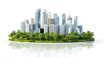 Fototapeta premium Future cityscape characterized by sustainable living, dense foliage, and impressive vertical buildings