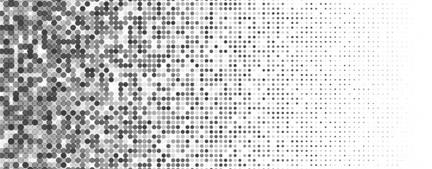Halftone dot pattern gradient grayscale background circle comic fade. Halftone texture design.