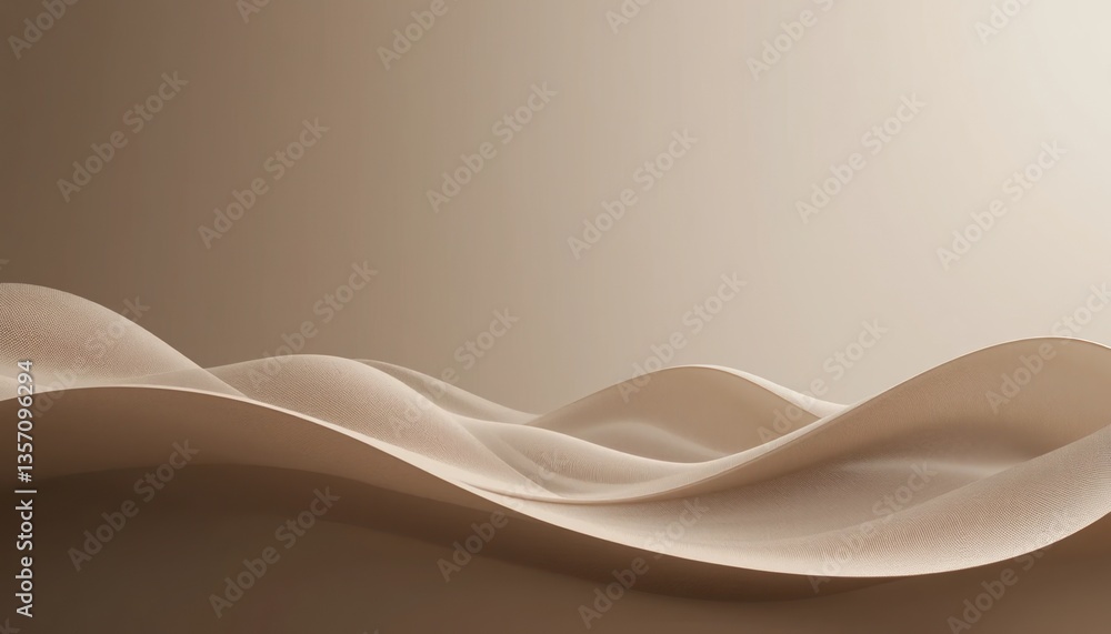 Poster fluid curves in minimalist design artistic studio abstract visuals serene environment close-up persp