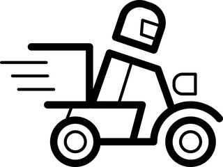 Fast delivery service icon; bold black lines on white background.