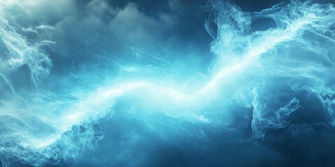 electric blue lightning bolts against a dramatic cloudscape. The vibrant flashes of energy cutting through the cloudy sky.