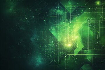 a vibrant green and yellow abstract digital design with intricate patterns, perfect for modern technology concepts