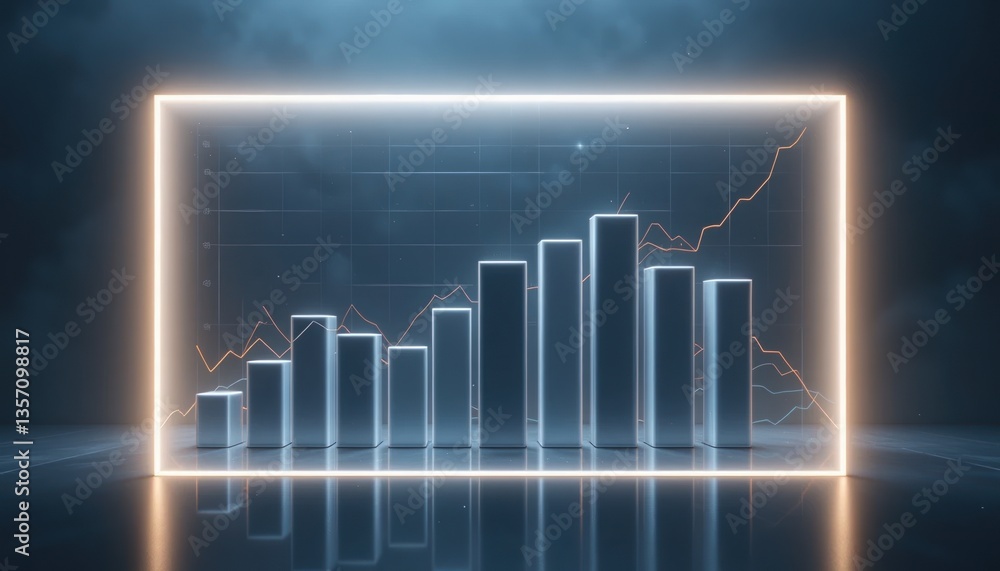 Poster dynamic business growth visualization digital space infographic data analysis futuristic environment