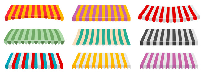 Outdoor awnings store tent collection. Vector illustration © top dog