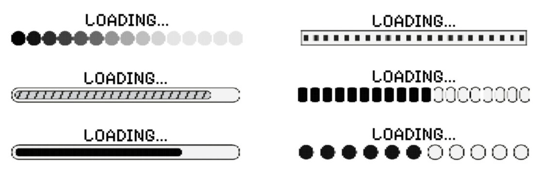 Set of pixel loading bar. Vector illustration