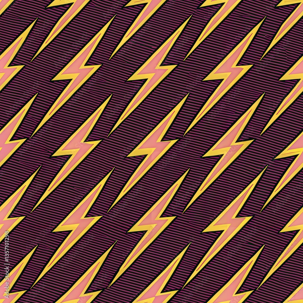 Poster seamless pattern, vibrant pop art lightning texture with a modern twist for creative projects.
