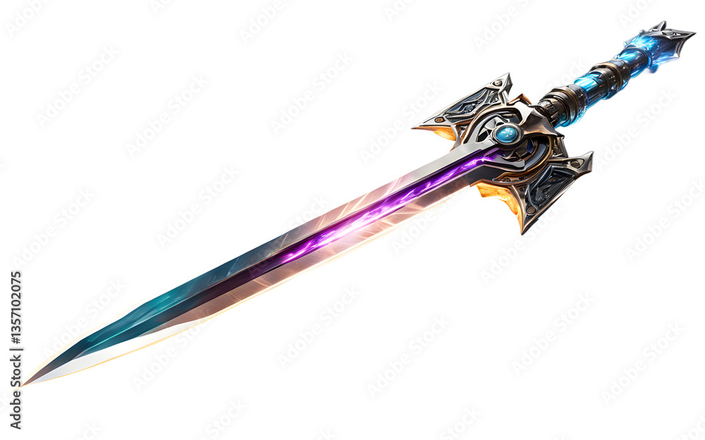 Aufkleber plasma sword with a glowing energy blade, isolated on a empty plain background