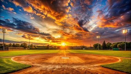 Baseball Field Sunset: Golden Hour Landscape Photography