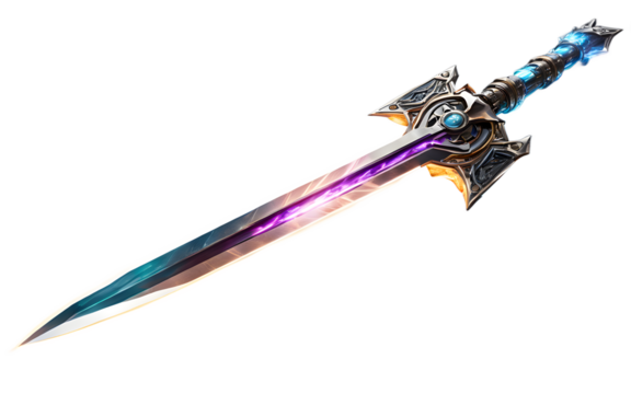 Plasma sword with a glowing energy blade, isolated on a empty plain background